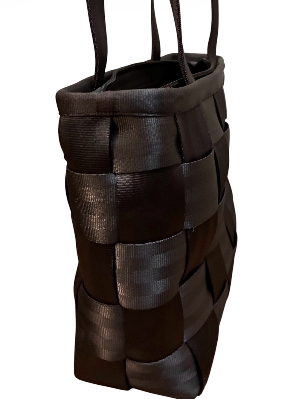 Harveys Seatbelt Bag Woven Tote Shoulder Purse Dark Brown Espresso Zip Closure - Picture 8 of 12